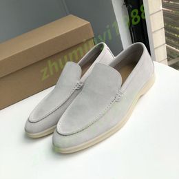 2024 Luxury summer walk flats men casual loafer soft suede leather LP shoes slip on Elastic Beef Tendon Bottom designer shoes for man 38-46EU Z41