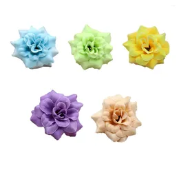 Decorative Flowers 50 Pieces Artificial Roses Fake Flower Heads Stemless Ornaments Yellow
