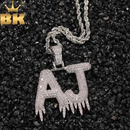 Necklaces TBTK Customized Name Necklace Drip Bubble Letter Gold Color Iced Out Cubic Zirconia Custom Pendant Men And Women Hiphop Jewelry