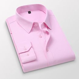 TFETTERS Pink Shirt Men Spring Autumn Mens Long Sleeve Business Shirt Polyester Slim Fit Formal Dress Shirts for Men Clothing 240318