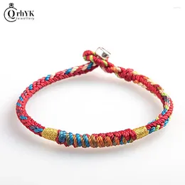 Charm Bracelets 1PC Handmade Tibetan Bracelet Colourful Thread Good Lucky Rope Bangles For Women Men Knots Red