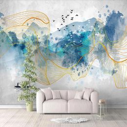 Wallpapers Milofi Custom Large Wallpaper Mural Ink Mood Line Landscape Living Room Background Wall Decorative Painting