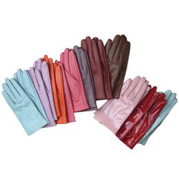 Elegante Frauen Handschuhe echte Lämmerlesie echter Leder Schaffell im Herbst und Winter sowie Samt Trendy weiblicher Kurzhandschuh 27 Farben