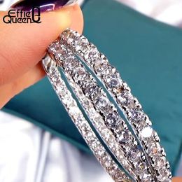 Effie Queen Women Big Round Hoop Earrings Luxury Cubic Zircon Vintage Eternity Circle Loop Earring Silver Colour Jewellery DE137 2009298k