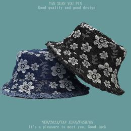 2023 New Xiao Xiang Feng Mao Bian denim fisherman hat artistic outing shopping sun hat womens basin hat Han