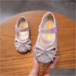 Flat Shoes Kids Girls Princess Glitter Flats Children Fashion Bow 2023 Spring Drop Delivery Baby Maternity Dhr0P