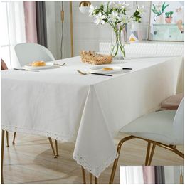 Table Cloth Linen Tablecloth White Lace Waterproof Er Coffee For Living Room Protection Coat Modern Rectangar Drop Delivery Home Garde Dhnof