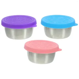 Plates Stainless Steel Sauce Cup Salad Container Dressing Containers With Lids Reusable Cups