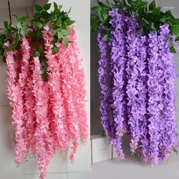 Decorative Flowers 1.6M Artificial Wisteria Flower Rattan Vines Garlands Silk For Wedding Party Decorations Home Ornament