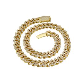 Hip Hop Jewelry Gold CZ Iced Out Cuban Link Chain Sliver Brass Necklace For Mens