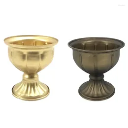Vases Desktop Flower Vase Golden Metal Small Pot Retro Iron Table Centrepieces Candle Holders Wedding Decor Pography Props