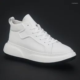 Casual Shoes Trend Leather Thick Soled Men's Light Soft All Comfortable High Top Board Fashion