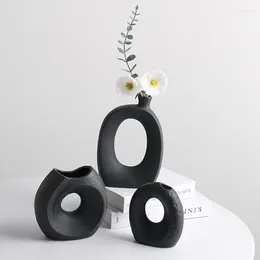 Vases Ceramic Vase Black White Simple Creative Nordic Design Handmade Art Decoration Living Room Model Home Decor