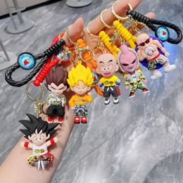 Cartoon anime dolls with seven dragon beads keychains, Sun Wukong car keychains, hanging accessories, claw machines, small gifts wholesale