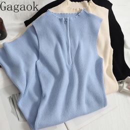 Casual Dresses Gagaok Solid Slim Fit Elastic Knit Sleeveless Tank Top Dress Summer Versatile Bodycon Student Girl Vestidos