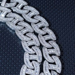 Hq Good Quality 16mm Bling Jewelry 5a Zircon Necklaces Silver Plated Sterling Silver Cuban Link Chain Men