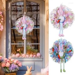 Decorative Flowers Wreath For Door Wreaths Front Cute Burlap Holding Carrot Design Reusable Spring Decor