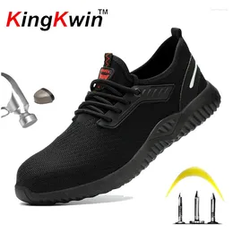 Boots Men Steel Toe Safety Work Shoes Lightweight Breathable Sneakers Puncture Proof Anti Slip For Industrial Construction