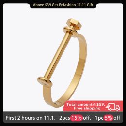 Bangles Enfashion Shackle U Cuff Bracelet Noeud armband Gold Colour Screw Bangle Bracelet For Women Bracelets Manchette Bangles