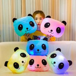 Colourful glowing panda pillow plush toy giant panda doll with built-in LED light sofa decoration pillow Valentine's Day gift children's toy bedroom sofa free shipping