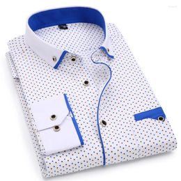 Men's Dress Shirts 2024 Printed Men Long Sleeve Social Business Shirt Casual Slim Fit Man Clothing Button Down Office Wear 5XL