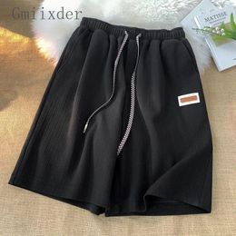 Men's Shorts Korean Style Large Size Solid Colour Casual Men Women Fashionable Loose Summer Thin Trendy Embroidered Straight-leg Pants