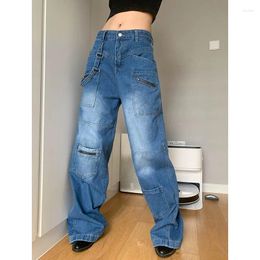 Women's Jeans Spring And Autumn Casual Daily Workwear Design Washed Polished White Multi-Pocket Straight High Waist Clothing
