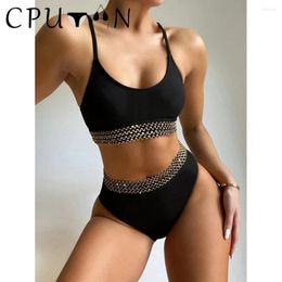 Women's Swimwear CPUTAN 2024 Sexy Push Up Bikini Set Women Retro Two Piece Solid Swimsuit Summer Beachwear Brazilian Bathing Suit