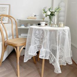 Table Cloth White Lace Tablecloth For Rose Embroidered French Rectangular Cover Party Wedding Decoration Coffee