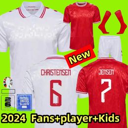 24 25 Denmark Soccer Jerseys Euro Cup CHRISTENSEN JENSEN ERIKSEN 2024 2025 National Team Home Red Away White Men Kids Kit Full Set Football Shirt Uniform