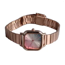 Wristwatches Women Quartz Watch Colorful Dial Stainless Steel Strap Waterproof Students All Match Wristwatch