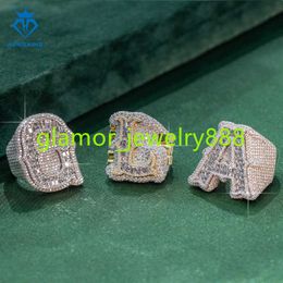 Hot selling wholesale price iced out jewelry 18k gold Plated Couple Ring hip hop moissanite diamond ring