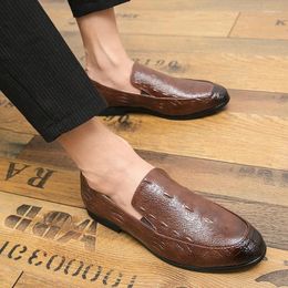 Dress Shoes Retro Style Men Wedding Black Brown Loafers Round Toe Slip-On Spring Autumn Zapatos De Vestir Hombre
