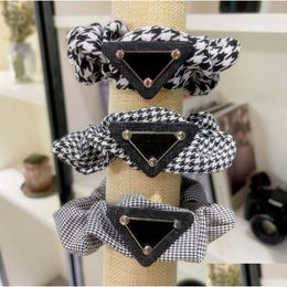 Pony Tails Holder Designer P Version Pony Tails Holder For Women Plaid Hair Ties Girl Letters Printed Fabric Ring Bk Price Drop Delive Dhuaw