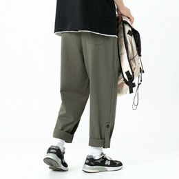 Han Lu Men's 2024 Spring New Casual Pants, Men's Fashion Brand Loose Design, Straight Tube Work Wear Pants