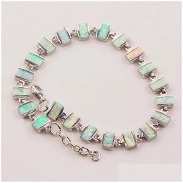 Bangle White Fire Opal 925 Sterling Sier Bracelet 7.5Add0.5 P87 Drop Delivery Jewelry Bracelets Dhgtm