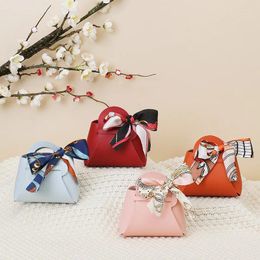 Gift Wrap 40PCS Leather Bags Bow Ribbon Packaging Bag Wedding Favour Distributions Christmas Candy Box Mini Handbag