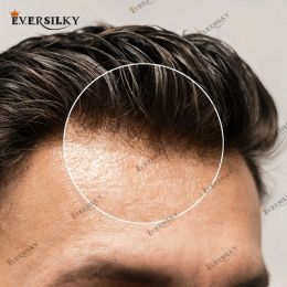 Toupees Natural Hairline Men's Toupee Vloop 0.060.08mm PU Base Hair Replacement System Straight/Wavy Hair for Options Blonde