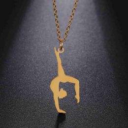 Pendant Necklaces JDZQJ Dancer Gymnast Gymnastics Necklace for Women Girl Teens Daughter Sports Ballerina Pendant Fashion Stainless Steel Jewelry 240330