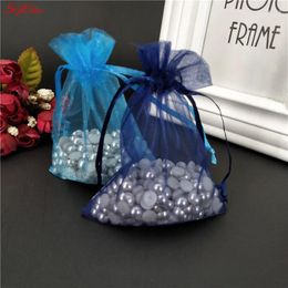 Gift Wrap 100pcs 7x9 9x12 10x15cm Organza Bag Colorful Tulle Jewelry Packaging Wedding Favors Drawable Bag5
