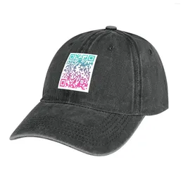 Berets QR Code - Bibble Cowboy Hat Luxury In The Anime Trucker Caps Male Women's