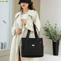 Drawstring Women Commute Tote Bag Large Capacity Simple Shoulder Casual Ladies Handbag Portable Underarm Female Solid Shopping