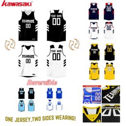 Custom Reversible Basketball Jersey Personalised Printed Name Number Blank Team Sports Uniform for MenBoy 240321