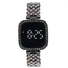 Wristwatches Women's Crystal Bracelet Watch Easy To Read Square Dial Touch Screen Wristwatch Eting And Dating Office