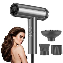 Hair Dryers Brushless Professional Salon Ionic Hair Dryer Light Weight Hot and Cold Powerful Wind High Speed Negative Ion Bolwdryer 3 Nozzle 240401