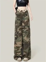 Women's Jeans Y2k Women Camouflage 2024 High Waisted Vintage Wide Leg Cargo Street Fashion Streetwear Straight Trousers