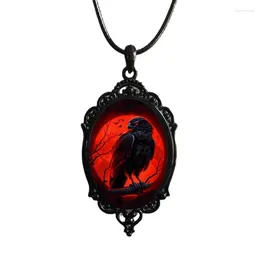 Pendant Necklaces Crow Pattern Glass Choker Punk Clavicle Chain Jewelry