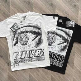 Mens T Shirts Hellstar T-shirt Large Eyes Letter Handdrawn Print High Street Round Neck Loose Couple Black And White Top Short Sleeve 76E8