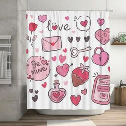 Shower Curtains Pink Valentine's Day Curtain 72x72in With Hooks DIY Pattern Lover's Gift