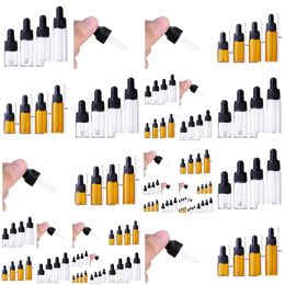 Packing Bottles Wholesale Amber Clear Glass Dropper Bottle 5Ml 10Ml 15Ml 20Ml Transparent Pipette Vial 1000Pcs Drop Delivery Office Sc Dhaw3